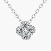 S925 Sterling Silver Clavicle Chain Light Luxury Four-Leaf Clover Full Diamond Pendant Necklace