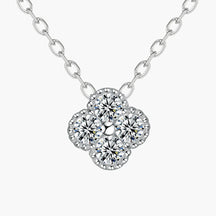 S925 Sterling Silver Clavicle Chain Light Luxury Four-Leaf Clover Full Diamond Pendant Necklace