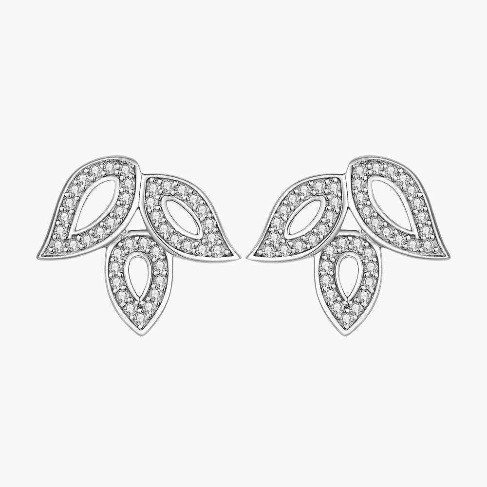 S925 Pure Silver Clover Leaf Tree Leaf Stud Earrings