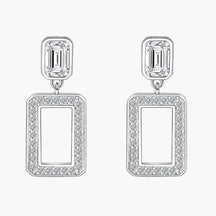 925 Pure Silver Simple Tassel Hollow Square Stud Earrings