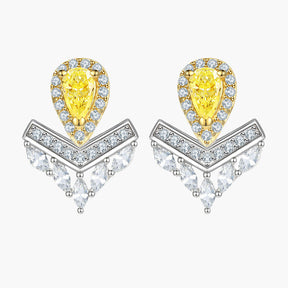 S925 Pure Silver Crown Tassel V-shaped Stud Earrings