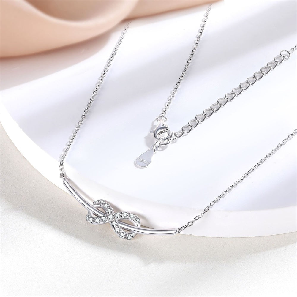S925 Pure Silver Infinite Love Bow Necklace