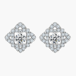 S925 Pure Silver Rhombus Stud Earrings