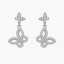 925 Pure Silver Butterfly Tassel Stud Earrings