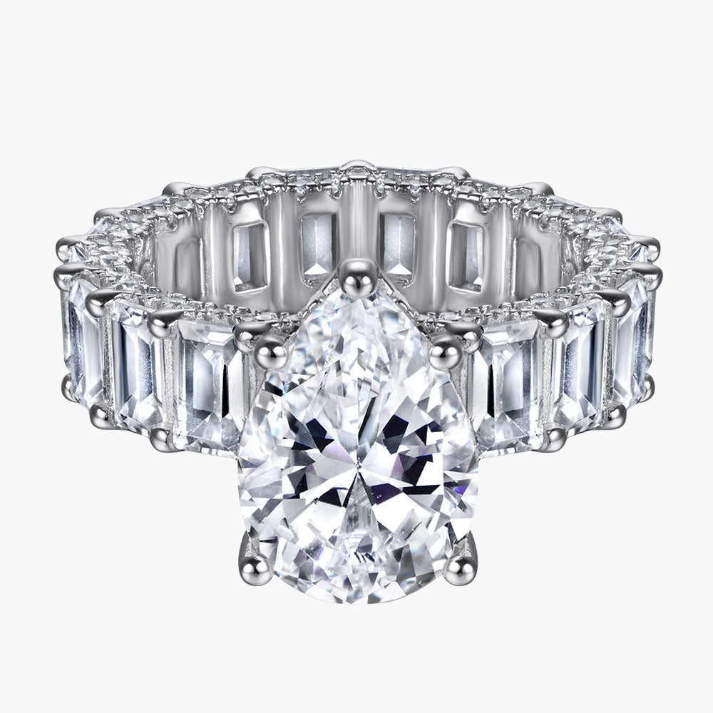 S925 Silver Vintage Teardrop Full Diamond Ring