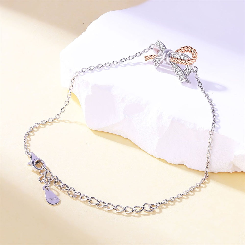 S925 Sterling Silver Twist Bow Chain Bracelet
