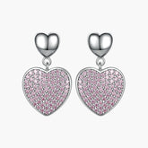 S925 Sterling Silver Pink Zircon Heart-shaped Tassel Love Earrings