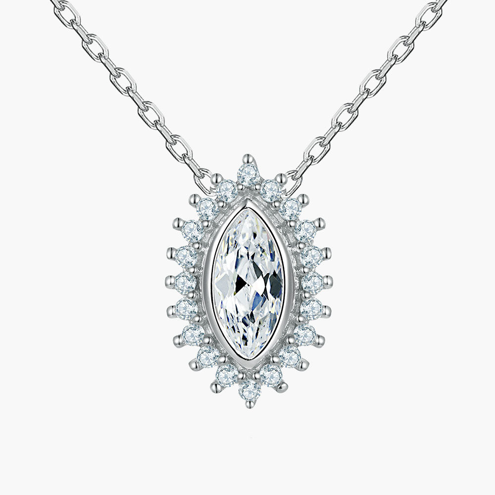 S925 Sterling Silver Full Diamond Fashion Sunflower Clavicle Chain Pendant Necklace