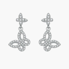 925 Pure Silver Butterfly Tassel Stud Earrings