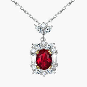 S925 Sterling Silver Ruby Pendant Clavicle Chain Necklace