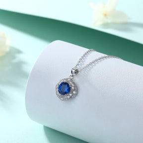 S925 Sterling Silver Fashion Sapphire Clavicle Chain Pendant Necklace