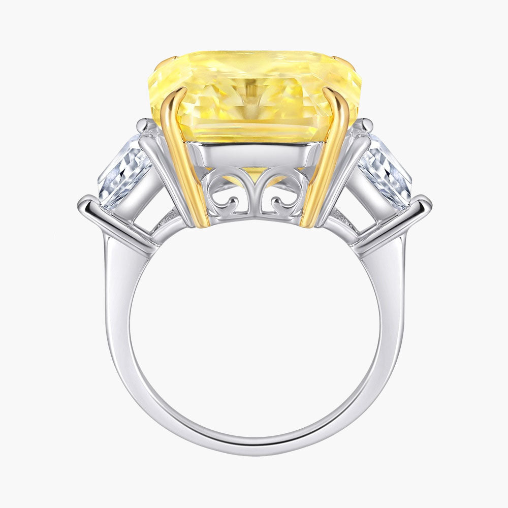 S925 Pure Silver Light Gold Rectangular Simple Ring