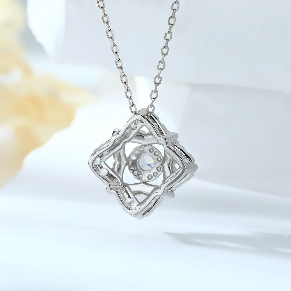 S925 Sterling Silver Light Luxury Rhombus Pendant Clavicle Chain Necklace