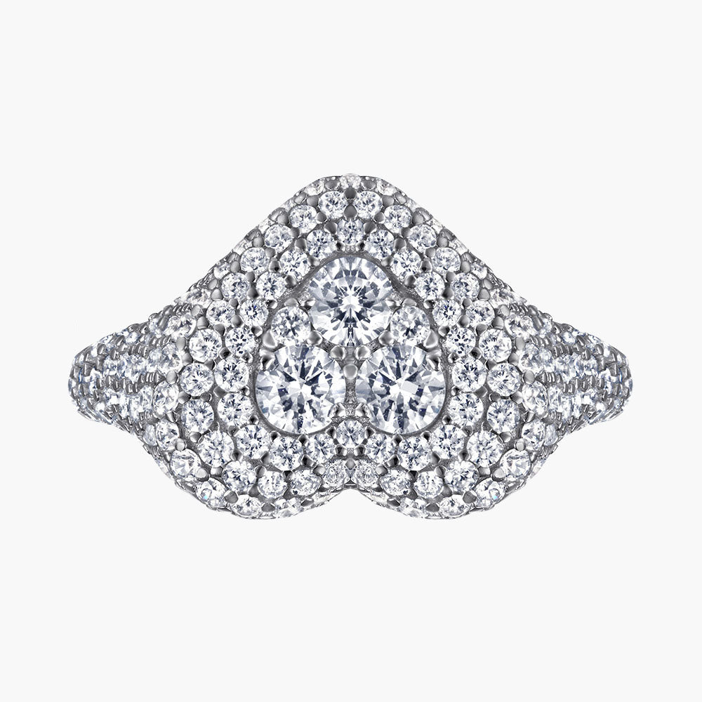 S925 Pure Silver Micro-set Heart-shaped Ring