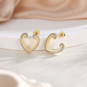 S925 Pure Silver Fashion Heart-shaped Love Stud Earrings