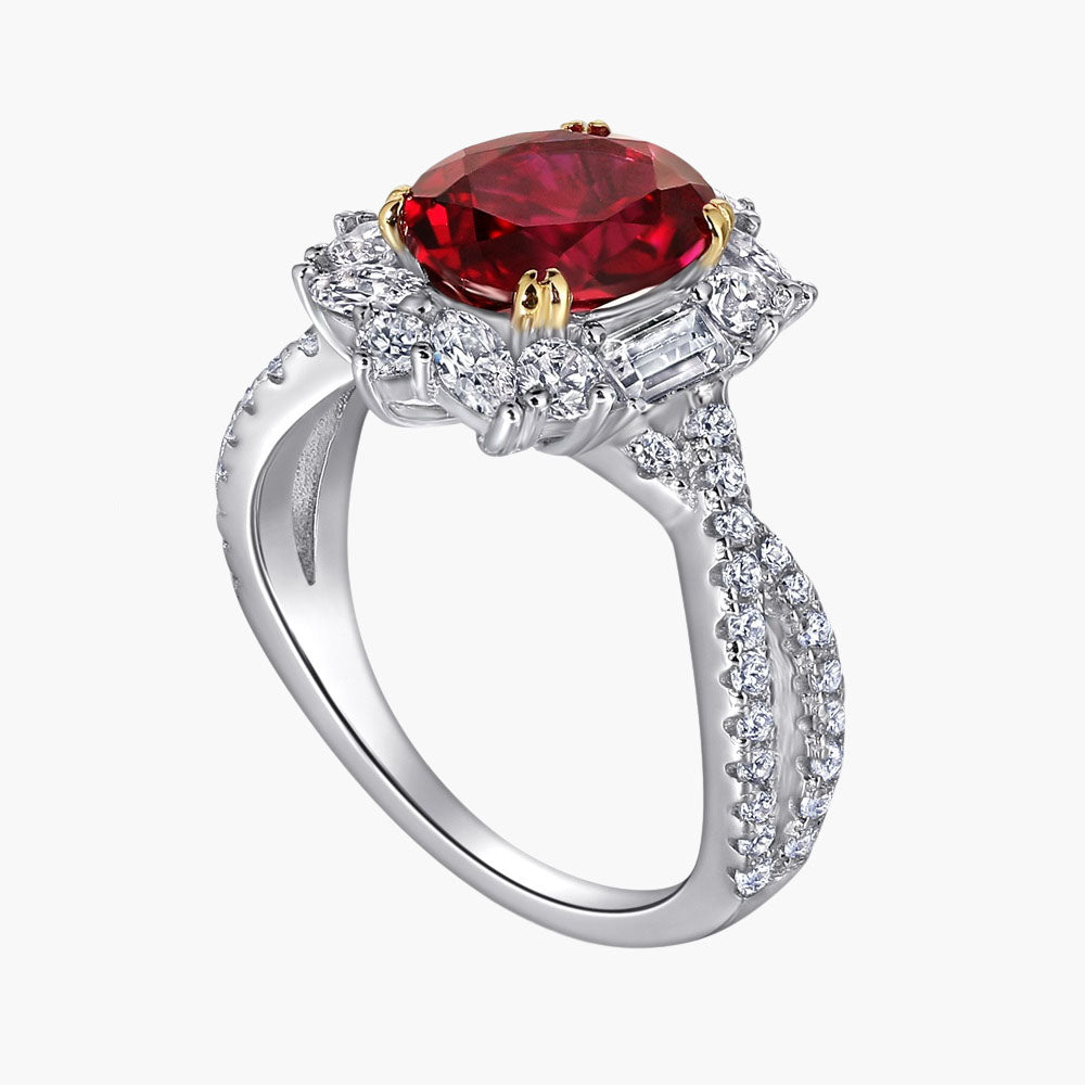 S925 Pure Silver Luxurious Vintage Ruby Ring