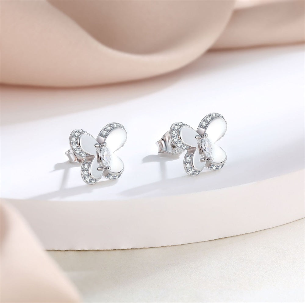 S925 Pure Silver Simple Bow Stud Earrings