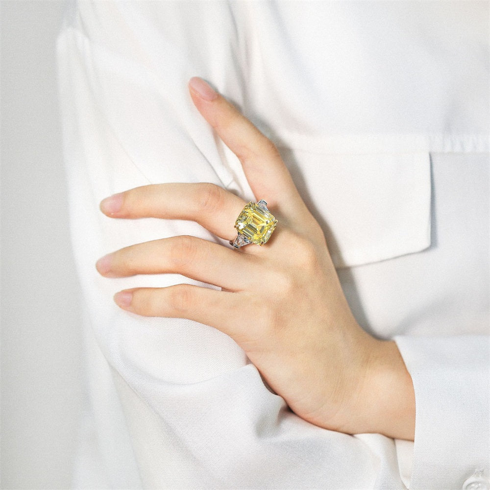 S925 Pure Silver Light Gold Rectangular Simple Ring