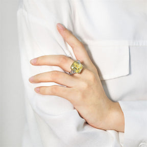 S925 Pure Silver Light Gold Rectangular Simple Ring