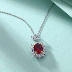 S925 Sterling Silver Ruby Pendant Clavicle Chain Necklace