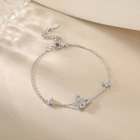 S925 Sterling Silver Butterfly Charm Chain Bracelet