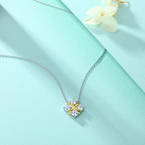 S925 Pure Silver X-shaped Square Pendant Clavicle Letter Necklace