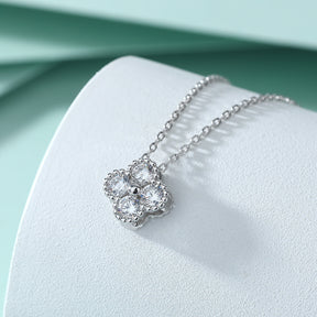 S925 Sterling Silver Clavicle Chain Light Luxury Four-Leaf Clover Full Diamond Pendant Necklace