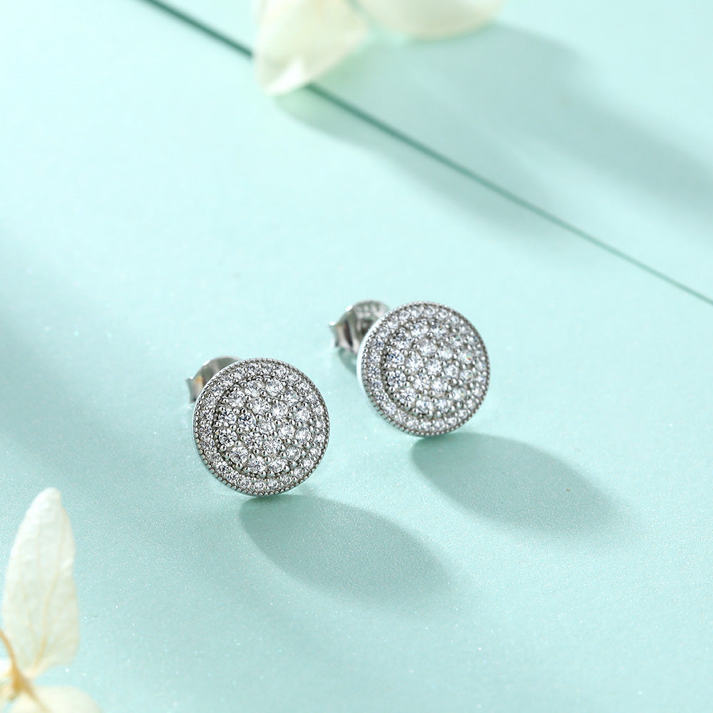S925 Pure Silver Fashionable Exquisite Round Stud Earrings