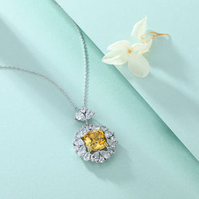 925 Sterling Silver Gemstone Flower Clavicle Chain Pendant Necklace