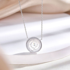 S925 Sterling Silver Time Diamond Disk Round Pendant Clavicle Chain Necklace