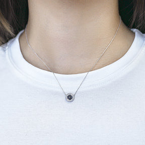 S925 Pure Silver Round Four-leaf Clover Pendant Clavicle Chain Necklace