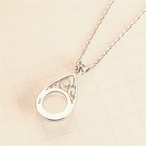 S925 Pure Silver Hollow Vintage Crystal Clavicle Chain Pendant Necklace
