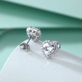 S925 Pure Silver Zircon Exquisite Heart-Shaped Stud Earrings