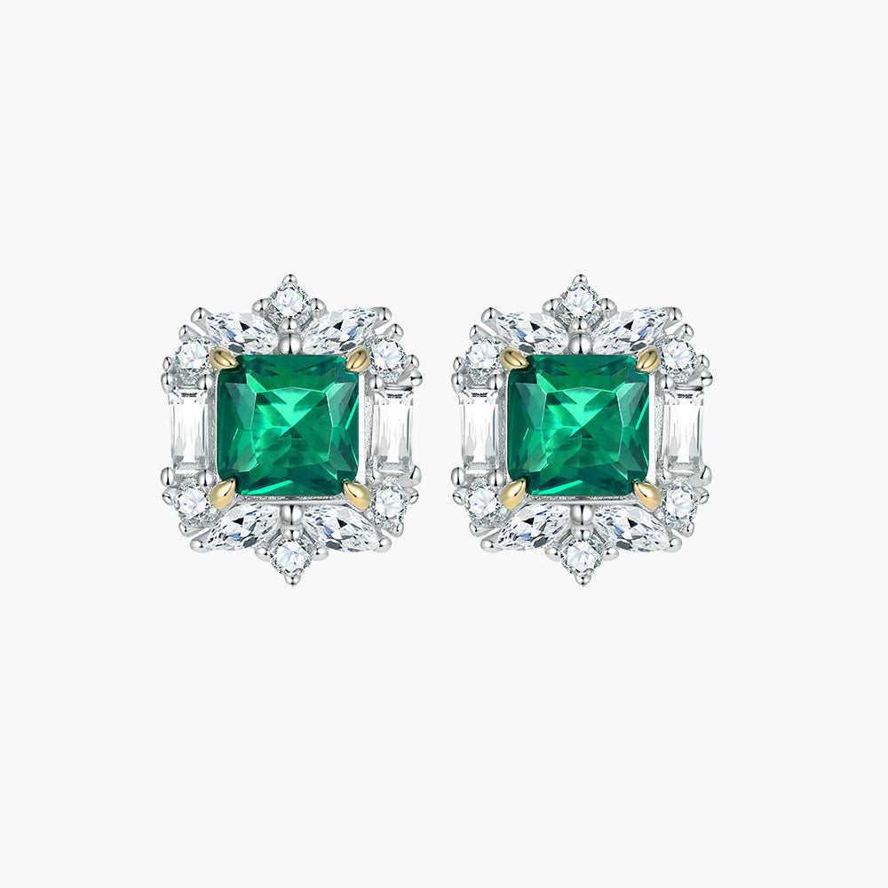 S925 Sterling Silver Luxury Emerald Necklace Ring Green Earrings Jewelry Set Three-Piece Set