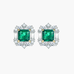 S925 Sterling Silver Luxury Emerald Necklace Ring Green Earrings Jewelry Set Three-Piece Set