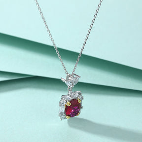 S925 Sterling Silver Ruby Pendant Clavicle Chain Necklace