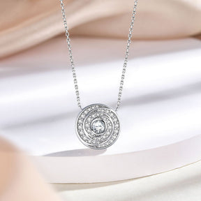 S925 Sterling Silver Time Diamond Disk Round Pendant Clavicle Chain Necklace