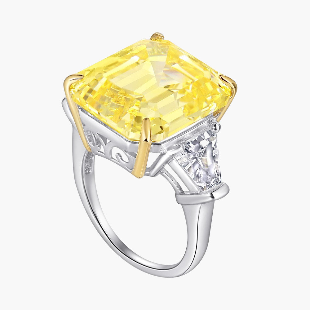 S925 Pure Silver Light Gold Rectangular Simple Ring