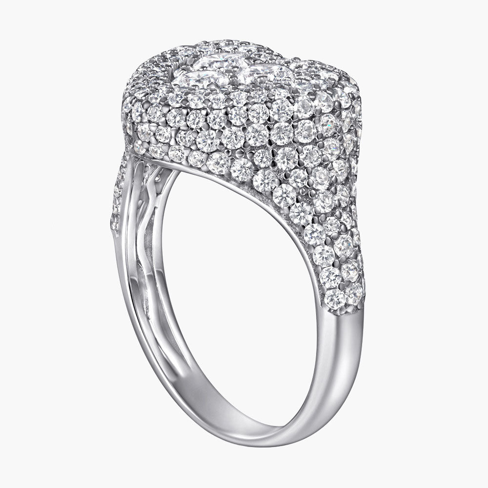 S925 Pure Silver Micro-set Heart-shaped Ring