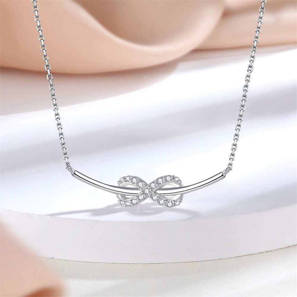 S925 Pure Silver Infinite Love Bow Necklace