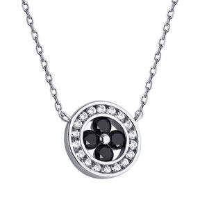 S925 Pure Silver Round Four-leaf Clover Pendant Clavicle Chain Necklace