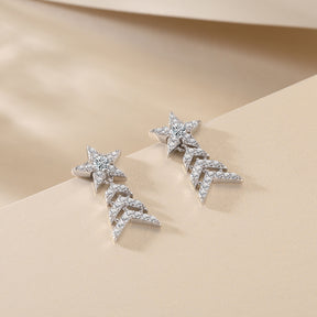 S925 Pure Silver Fashion Earrings Star Stud Earrings Star Tassel Earrings
