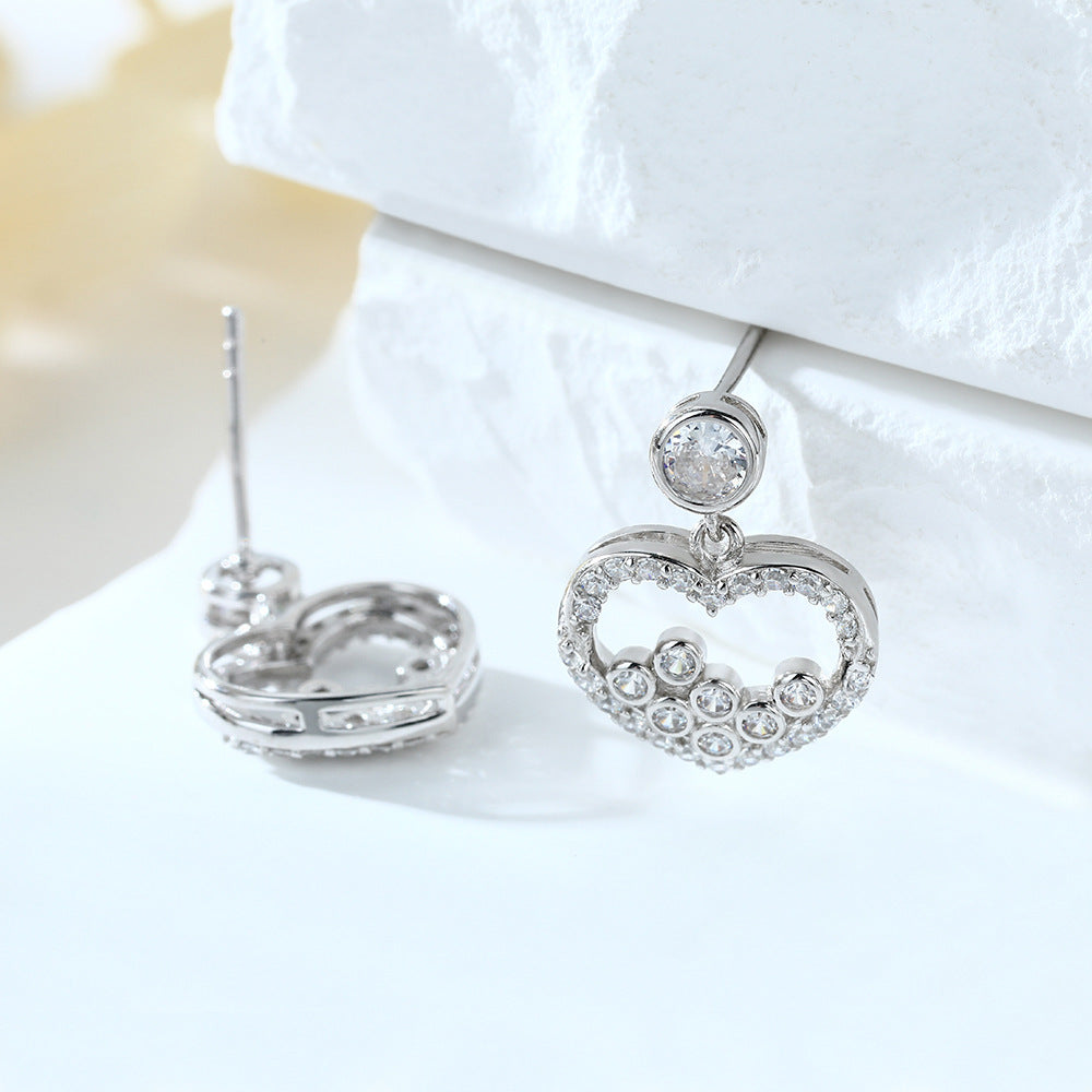 925 Pure Silver Fashion Heart-shaped Earrings