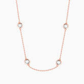 S925 Pure Silver Minimalist Short Collarbone Necklace Round Set Diamond Necklace