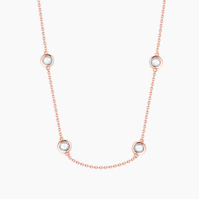 S925 Pure Silver Minimalist Short Collarbone Necklace Round Set Diamond Necklace