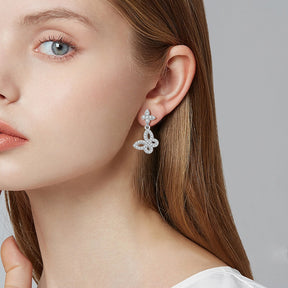 925 Pure Silver Butterfly Tassel Stud Earrings
