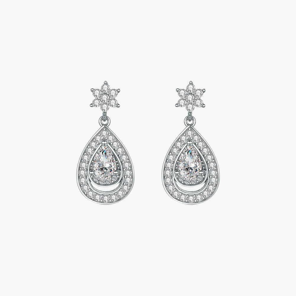 S925 Pure Silver water drop stars Necklace Ring Earrings Bracelet Jewelry Set Four-Piece Set