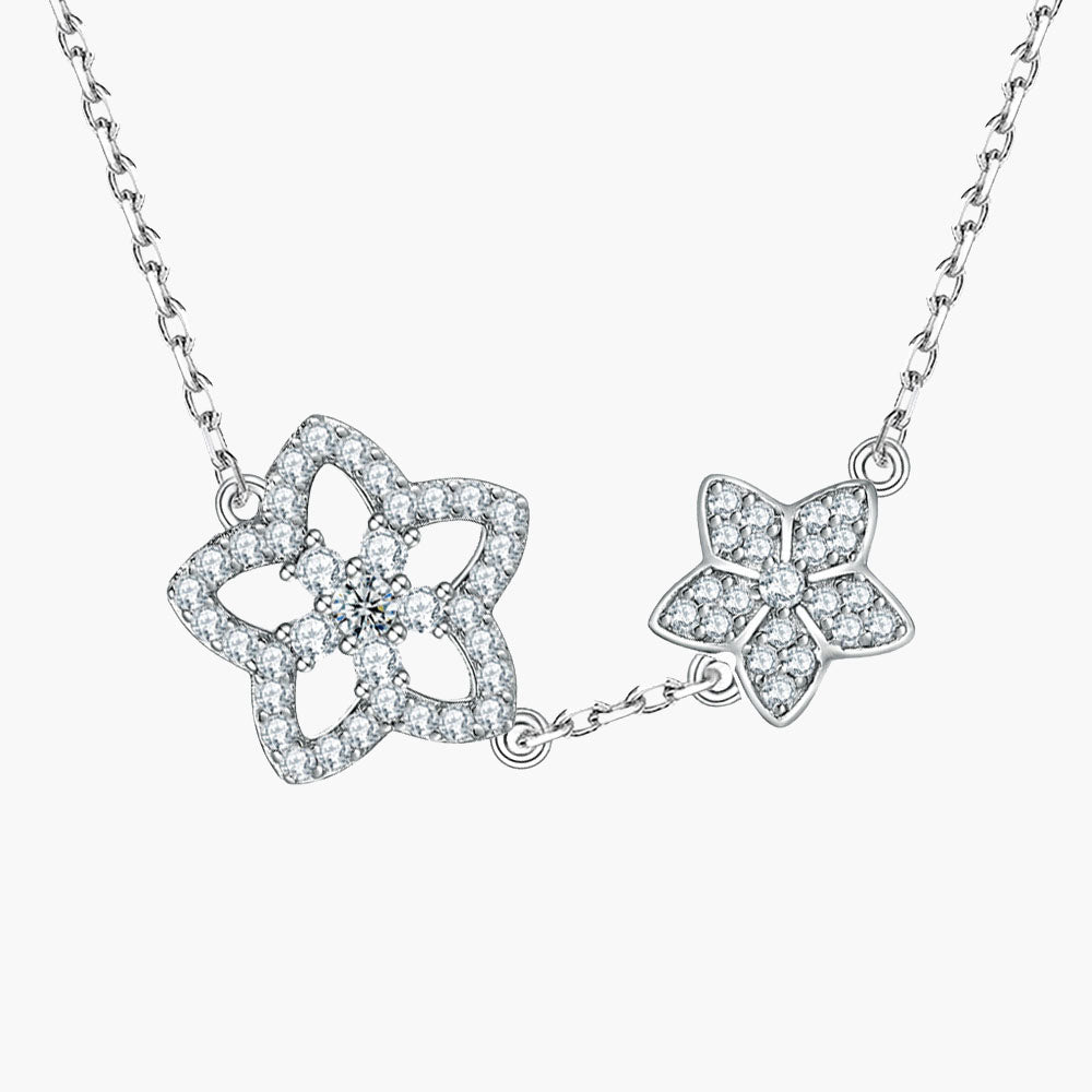 S925 Sterling Silver Star Pendant Necklace Ring Star Earrings Bracelet Jewelry Set Four-Piece Set