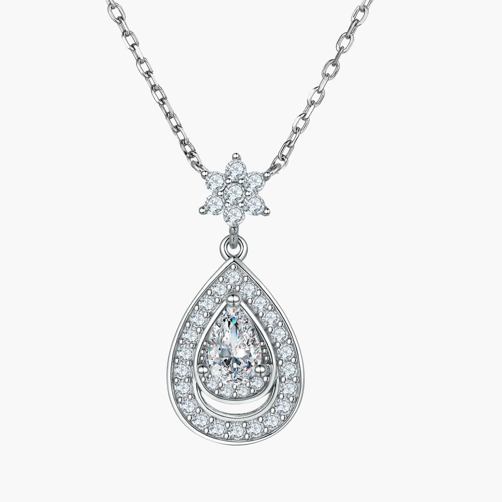 S925 Pure Silver water drop stars Necklace Ring Earrings Bracelet Jewelry Set Four-Piece Set