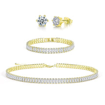Collier de tennis, bracelet, boucles d'oreilles en argent/plaqué or 14 carats, colliers ras du cou étincelants, zircone cubique, bijoux de mariage pour femme